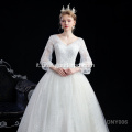 Nuova elegante sposa manica lunga con scollo a V in pizzo a maniche lunghe manica lunga sposa bianco bianco elegante abito da sposa treno lungo treno